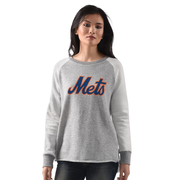 Women's New York Mets  G-III 4Her by Carl Banks Heather Gray Gridiron Raglan Pullover Sweatshirt