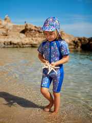 Navy Blue Floral Print Junior Wetsuit