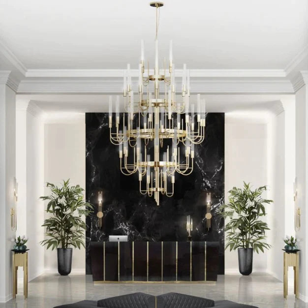 Luxury 5-Tier Crystal Rods Luxury Gala Chandelier