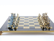 Cycladic Art Solid Brass Chess Set in Blue - 17"