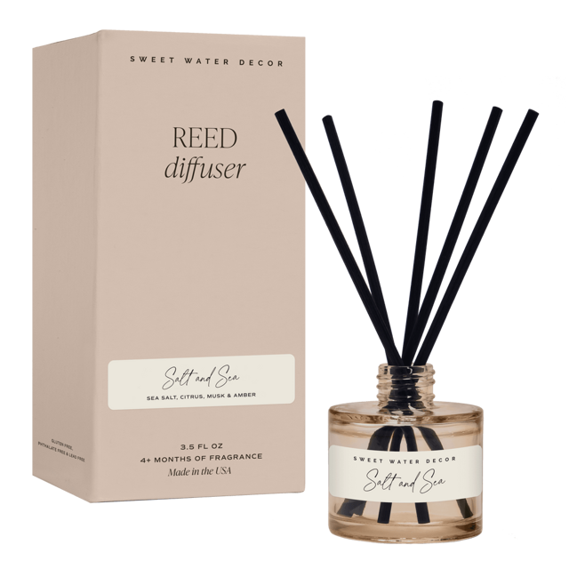 Salt and Sea Tinted Glass Jar Reed Diffuser