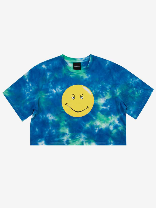 Smiley Tie Dye Cropped Tee