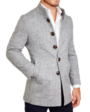 Grey Open Button Overcoat