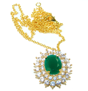 Timeless Treasure genuine Emerald 14K Gold over .925 Sterling Silver handmade necklace