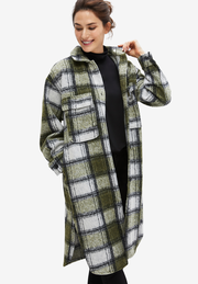 Wool Blend Long Shirt Jacket