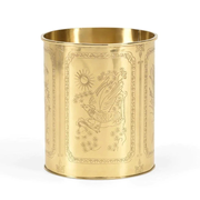 Hand Carved Brass Wastebasket