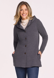 Edna Hooded Cardigan - Cinder Melange