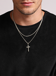 Waterproof Necklace set for men with Large Cross and rope chain