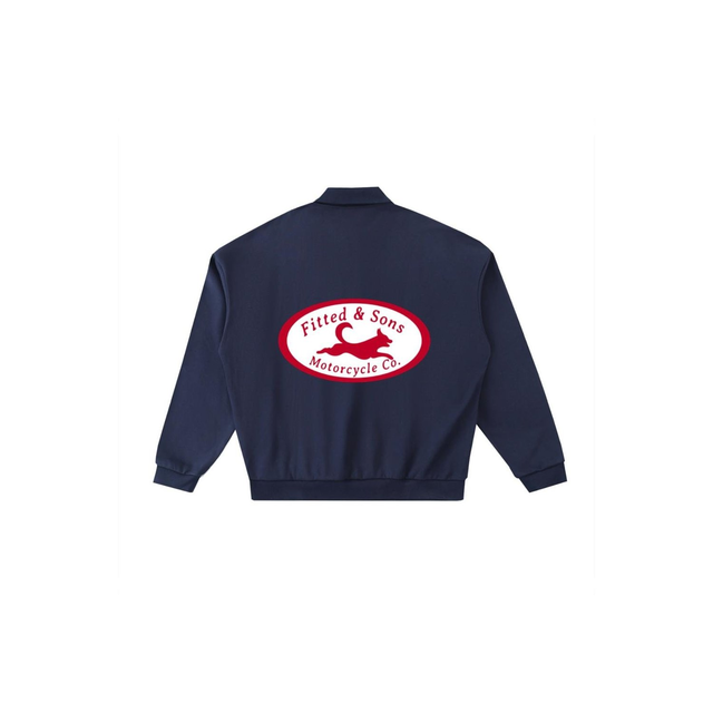 F&S Motorcycle Co. Polo Sweatshirt (Navy) — FittedbyAG