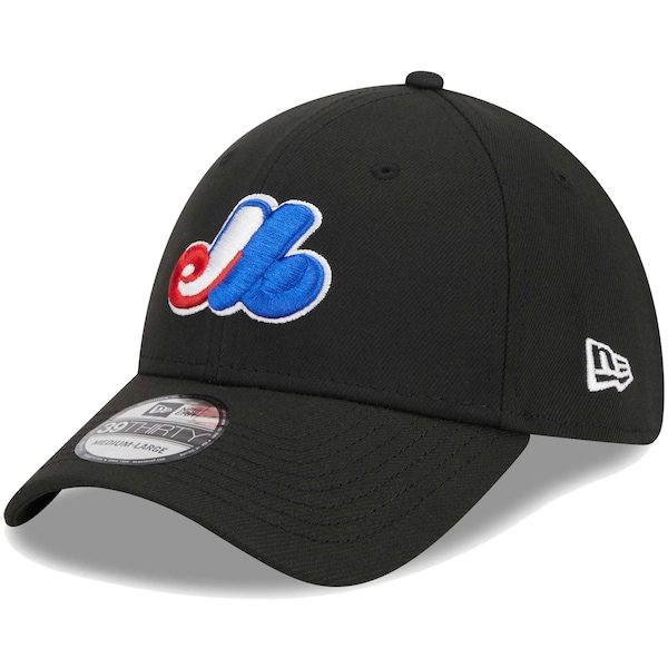 Men's Montreal Expos New Era Black Logo 39THIRTY Flex Hat