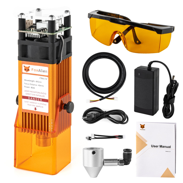 [Like New] FoxAlien 40W Fixed Focus Blue Laser Module Kit V2| Optical Output 10W