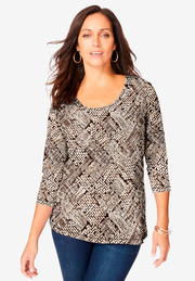 Stretch Cotton Scoop Neck Tee