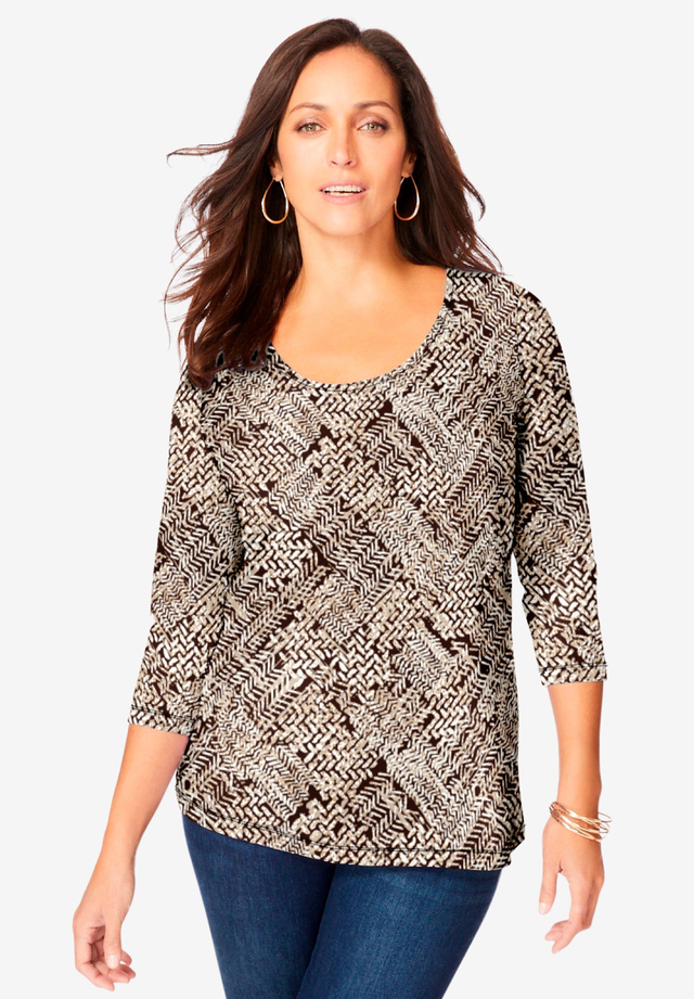 Stretch Cotton Scoop Neck Tee