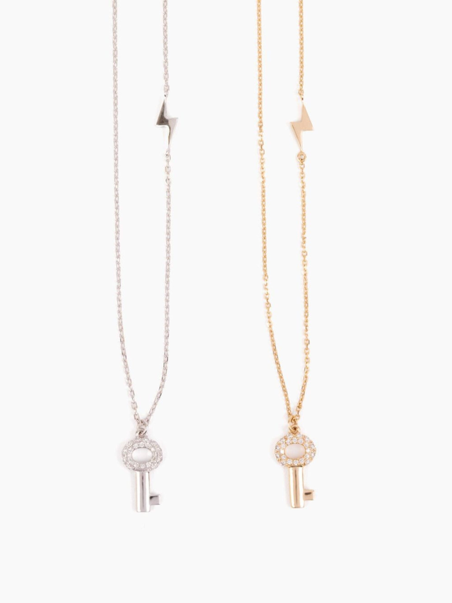 14k Gold Diamond Mini Key Necklace