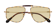 Leopard-Print-Gold Wide Oversized Grandpa Tinted Sunglasses with Light Champagne Sunwear Lenses - Santini
