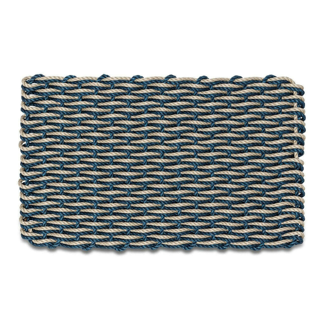 Navy & Sand Double Weave, Wicked Good Lobster Rope Doormat