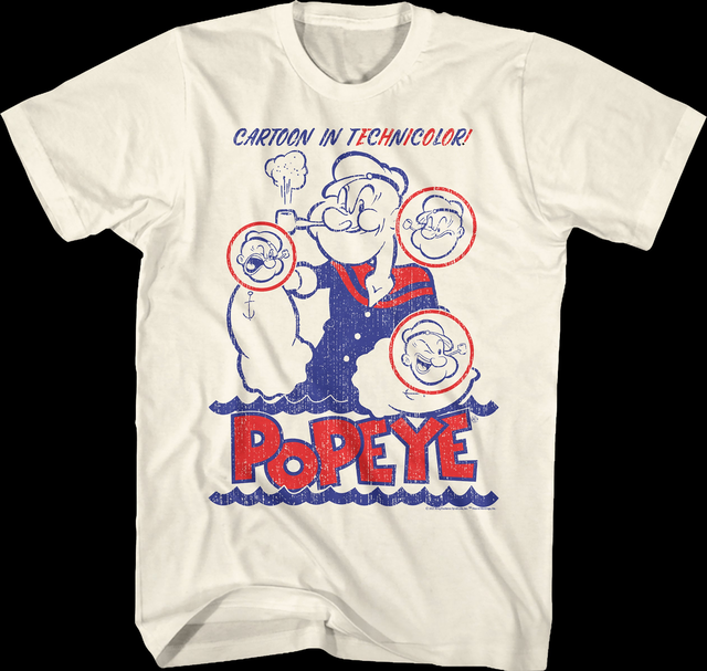 Cartoon In Technicolor Popeye T-Shirt