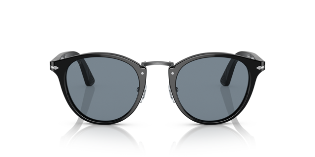 Persol Men's Sunglasses PO3108S - Black Frame w/Light Blue Lens. Size: M