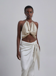 Twist-Front Silk Top