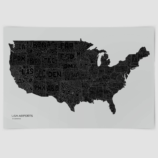 USA Airports Map - Poster