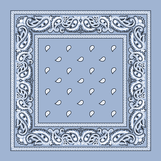 1pc Light Blue Classic Paisley Bandanas 100% Cotton - 22x22 Inches