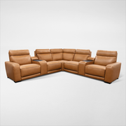 Summit Triple-Power 7-Piece Reclining Sectional with Immersive Sound and Two Consoles
