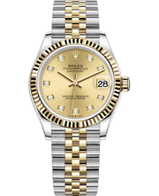 Rolex Datejust 31 Stainless Steel and Yellow Gold Champagne Diamond Dial Women's Watch M278273-0026