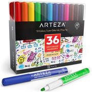 Dry Erase Markers, 12 Assorted Colors, Fine Tip - Set of 36