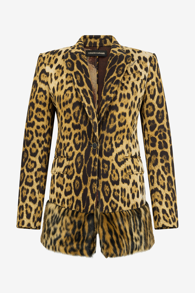 Single-Breasted Blazer With Jaguar Skin Print
