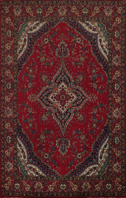 Artisan Tabriz Persian Area Rug 9x12 Rich Red Floral Patterns