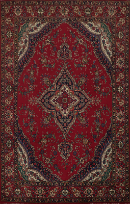 Artisan Tabriz Persian Area Rug 9x12 Rich Red Floral Patterns