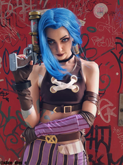 【In Stock】130cm Anime LOL Arcane Jinx Blue Cosplay Wigs