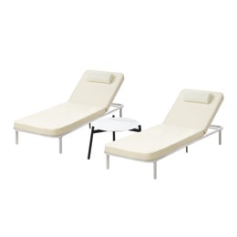 Livsip 3PCS Sun Lounge Outdoor Lounger Set Beige
