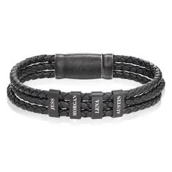 Oxide Vertical Tags Men Braided Leather Bracelet