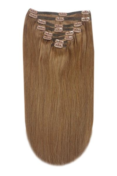 Light/Chestnut Brown (#6) Full Head Clip In Hair Extensions