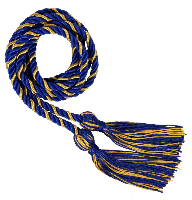Royal Blue and Gold Intertwined Graduation Honor Cord