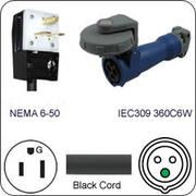 Plug Adapter NEMA 6-50 Plug to 360C6W Connector 1 Foot Cord