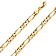 6mm 18K Yellow Gold Solid Men's Figaro Link Chain Necklace 18-30in