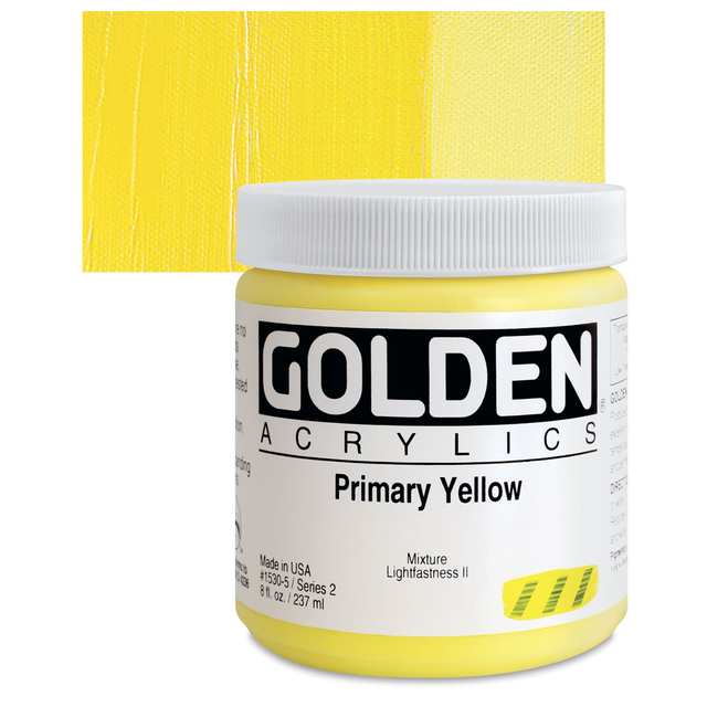 Golden Heavy Body Artist Acrylics - Primary Yellow, 8 oz Jar