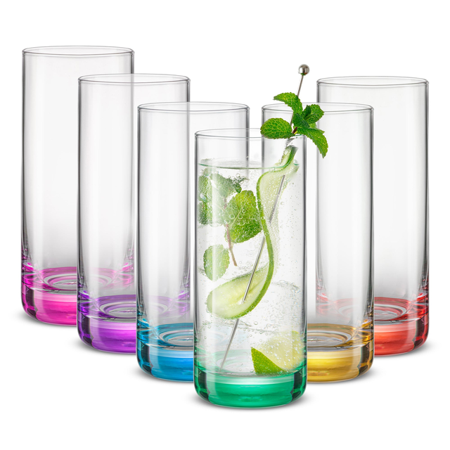JoyJolt Hue Colorful Highball Drinking Glasses