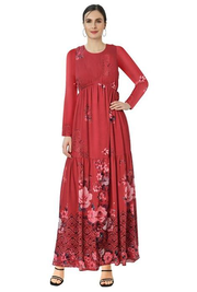 Floral print georgette empire maxi dress