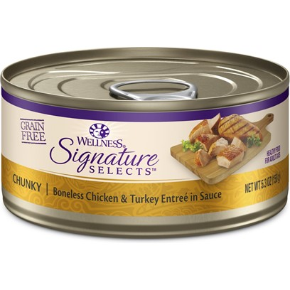 Wellness Signature Selects Grain Free Natural Chunky White Meat Chicken and Turkey Entree in Sauce Wet Canned Cat Food