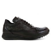 Mauri Shoes 8900/2 Italian Men's King Nappa Embossed / Croco Black Sneakers (MA1115)