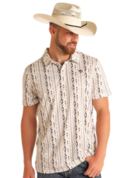 Striped Aztec Print Polo