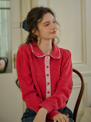 【Final Sale】Laylah Doll Neck Collision Lace Sweater Cardigan