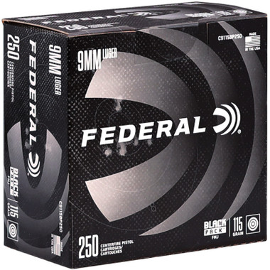 Federal Black Pack 9mm 115 Grain Full Metal Jacket (FMJ)