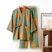 Ownkoti Large Ginkgo Leaf Cotton Kimono Pajamas