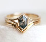 Lucia Moss Agate Hexagon Ring Set