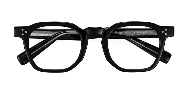 Black Retro-Vintage Keyhole Bridge Low Bridge Fit Eyeglasses - Fingar