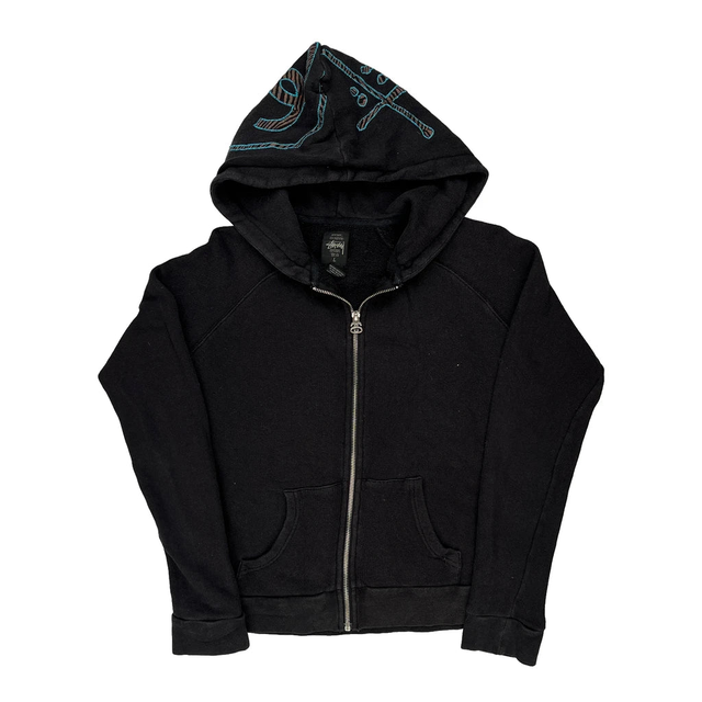 Stussy Graphic Hoodie - Large Black Cotton